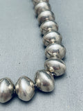 Rare Signed Vintage Native American Navajo Hand Tooled Sterling Silver Bead Necklace-Nativo Arts