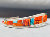 Pat Becenti Vintage Native American Navajo Shell Turquoise Inlay Sterling Silver Bracelet-Nativo Arts