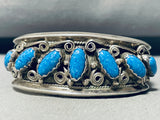 One Of The Most Detailed Vintage Native American Navajo Lapis Sterling Silver Swirl Bracelet-Nativo Arts