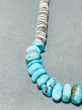 Native American Elegant Vintage Santo Domingo Blue Gem Turquoise Sterling Silver Necklace-Nativo Arts
