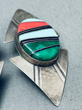 The Best Vintage Native American Navajo Malachite Inlay Sterling Silver Earrings-Nativo Arts