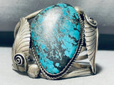 Monstrous Vintage Native American Navajo Basalt Turquoise Sterling Silver Bracelet-Nativo Arts