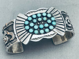 The Most Unique Buckle Bracelet! Vintage Native American Navajo Turquoise Sterling Silver-Nativo Arts