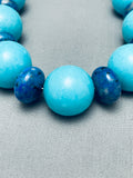 Native American Turquoise Balls Santo Domingo Sterling Silver Lapis Necklace-Nativo Arts