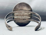 Plume Agate Vintage Native American Navajo Hand Tooled Sterling Silver Bracelet