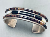 6.5 Inch Wrist Vintage Native American Navajo Heishi Sterling Silver Inlay Bracelet-Nativo Arts