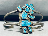 Dancing Rainbow Man Vintage Native American Navajo Turquoise Sterling Silver Bracelet Old-Nativo Arts