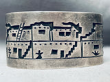 Detailed Vintage Navajo Pueblo Sterling Silver Bracelet Cuff-Nativo Arts