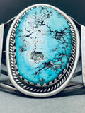 Important Lone Mountain Turquoise Vintage Native American Navajo Sterling Silver Bracelet-Nativo Arts