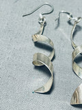 Impressive Vintage Native American Navajo Sterling Silver Swirl Earrings-Nativo Arts