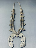 Authentic Vintage Native American Navajo Rare Turquoise Sterling Silver Squash Blossom Necklace-Nativo Arts