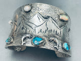 Opal Dolphin Mountain!!! Vintage Native American Navajo Sterling Silver Bracelet!-Nativo Arts