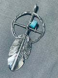 Ben Begaye (d.) Vintage Native American Navajo Turquoise 4 Directions Sterling Silver Pendant-Nativo Arts