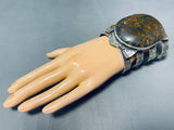 Massive Turtle Native American Navajo Spiderweb Turquoise Sterling Silver Bracelet-Nativo Arts