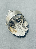 Noteworthy Vintage Native American Navajo Signed Spiderweb Turquoise Silver Huge Kachina Ring-Nativo Arts