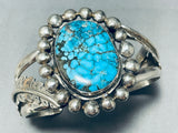 One Of The Finest Vintage Native American Navajo Blue Diamond Turquoise Sterling Silver Bracelet-Nativo Arts