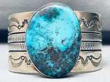 7 Inch Wrist Deep Blue Turquoise Native American Navajo Sterling Silver Bracelet-Nativo Arts
