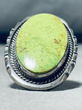 Bill Mex Colossal Vintage Native American Navajo Signed Gaspeite Sterling Silver Ring-Nativo Arts