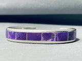 6 Inch Wrist Vintage Zuni Sugilite Sterling Silver Inlay Bracelet-Nativo Arts