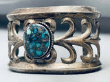 One Of Most Amazing Vintage Native American Navajo Turquoise Spiderweb Sterling Silver Bracelet-Nativo Arts