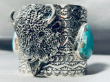 133 Grams Buffalo Head Navajo Turquoise Sterling Silver Bracelet-Nativo Arts
