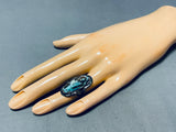 Fascinating Vintage Native American Navajo Godber Turquoise Sterling Silver Ring-Nativo Arts