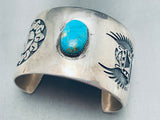 Franklin Namingha Rare Vintage Native American Hopi Turquoise Sterling Silver Bracelet Old-Nativo Arts