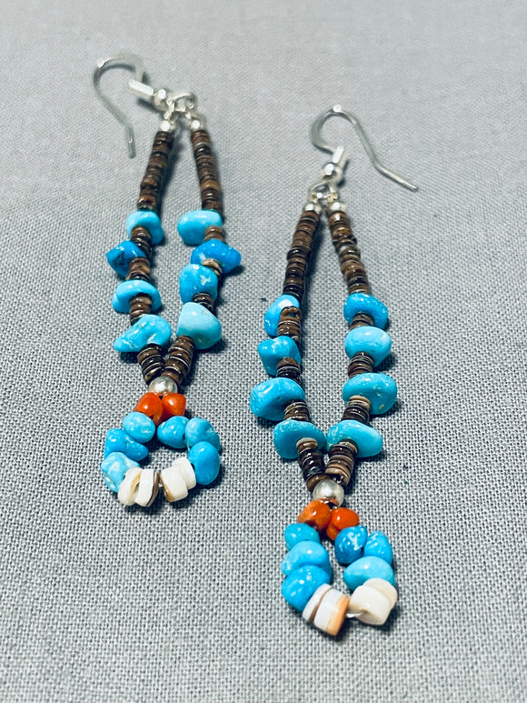 Pretty Naja Necklace Native American Navajo Turquoise Sterling Silver Earrings-Nativo Arts