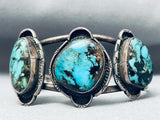 Rare Blue Diamond Turquoise Vintage Native American Navajo Sterling Silver Bracelet-Nativo Arts