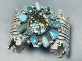 Enchanting Native American Navajo Signed Spiderweb Royston Turquoise Sterling Silver Bracelet-Nativo Arts