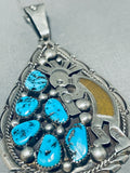 Special Vintage Native American Navajo Sleeping Beauty Sterling Silver, 12kgf Kokopelli Necklace-Nativo Arts