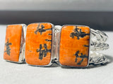 Heavy Coiled Cuff Vintage Native American Navajo Petrified Wood Sterling Silver Bracelet-Nativo Arts