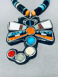 Native American Gasp! Santo Domingo Dragonfly Turquoise Inlay Sterling Silver Necklace-Nativo Arts
