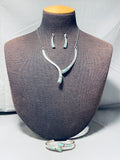 6 Inch Wrist Vintage Native American Navajo Turquoise Inlay Sterling Silver Necklace Bracelet-Nativo Arts