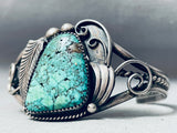 Very Rare Vintage Native American Navajo Apache Turquoise Sterling Silver Bracelet Old-Nativo Arts