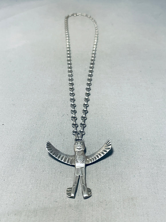 Glorious Vintage Native American Navajo Sterling Silver Angel Necklace-Nativo Arts