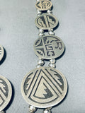 Native American Gorgy!! Vintage Navajo Geomtric Sterling Silver Squahs Blossom Necklace-Nativo Arts