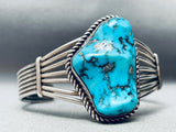 Chunky Morenci Vintage Native American Navajo Sterling Silver Turquoise Bracelet-Nativo Arts