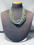 One Of The Best Native American Navajo Green Turquoise Sterling Silver Necklace-Nativo Arts
