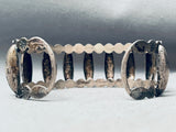 Very Old Vintage Native American Navajo Ornate Sterling Silver Bracelet Cuff-Nativo Arts