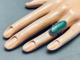 Soft Green Vintage Native American Navajo Sterling Silver Rope Ring Old-Nativo Arts
