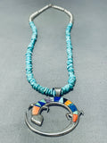 Fascinating Native American Navajo Turquoise Sterling Silver Gecko Necklace Signed-Nativo Arts