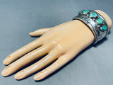 Heavy And Sturdy!! Vintage Native American Navajo Green Turquoise Sterling Silver Bracelet-Nativo Arts