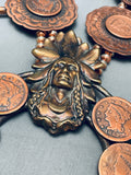 Very Rare Vintage Native American Navajo Bronze 476 Gram Squash Blossom Necklace-Nativo Arts