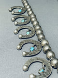 Rare Vintage Navajo/ Mexican Turquoise Sterling Silver Squash Blossom Necklace-Nativo Arts