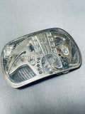 First Rate Vintage Native American Hopi Signed Massive Sterling Silver Buckle-Nativo Arts