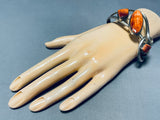 Gary Sanchez Vintage Native American Navajo Contemporist Shell Sterling Silver Bracelet-Nativo Arts