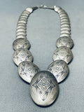 Detailed Vintage Native American Navajo Sterling Silver Pillow Necklace-Nativo Arts