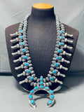 364 Gram Statement Native American Navajo Turquoise Sterling Silver Squash Blossom Necklace-Nativo Arts