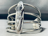 Indian Chief Vintage Native American Navajo Sterling Silver Bracelet Cuff-Nativo Arts